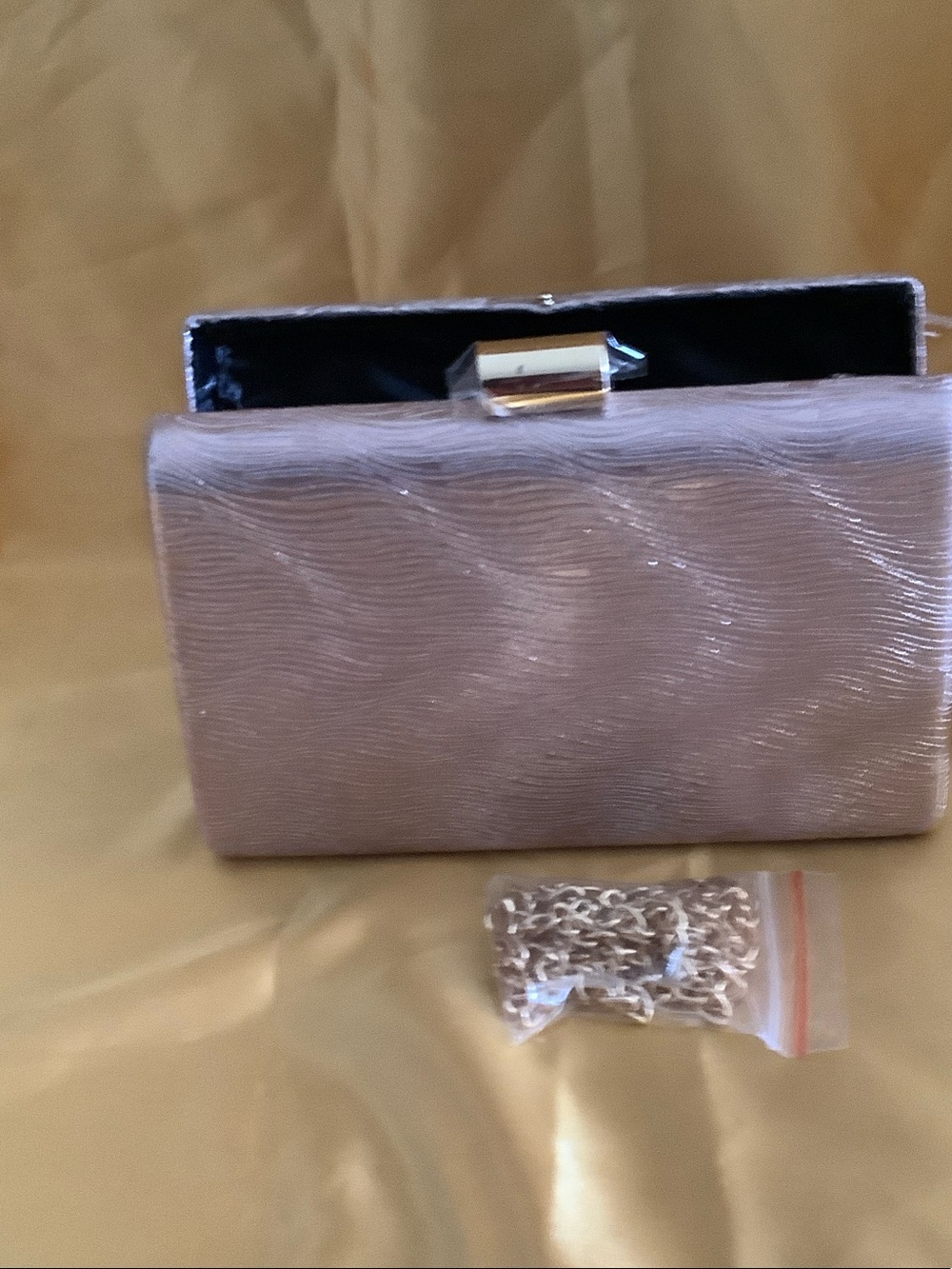 Elegant Blush Pink Evening Clutch with Detachable Chain